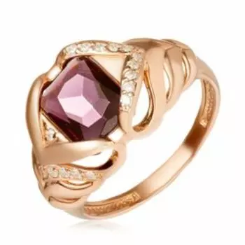 Серебряное кольцо с аметистовым кварцем и кубическим цирконием