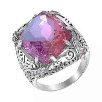 Серебряное кольцо с кварцем и фианитами