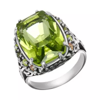 Серебряное кольцо с кварцем и фианитами