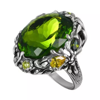 Серебряное кольцо с кварцем и фианитами