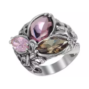 Серебряное кольцо с кварцем и фианитами