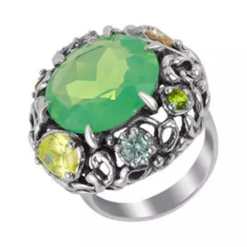 Серебряное кольцо с кварцем и фианитами