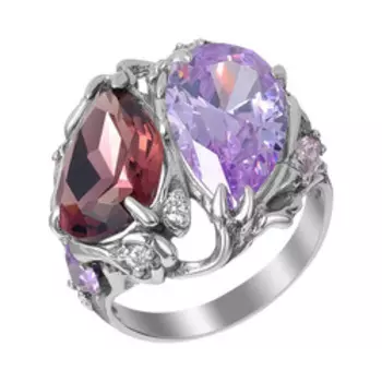 Серебряное кольцо с кварцем и фианитами