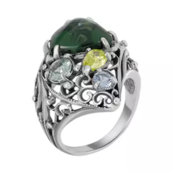 Серебряное кольцо с кварцем и фианитами