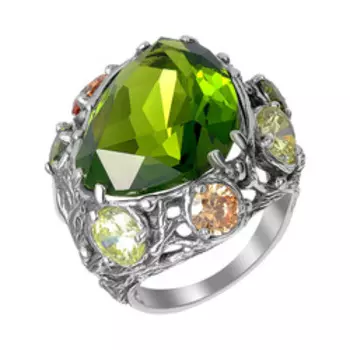 Серебряное кольцо с кварцем и фианитами