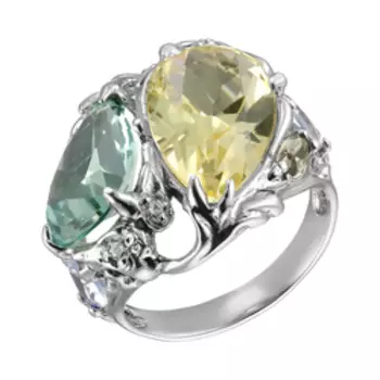 Серебряное кольцо с кварцем и фианитами