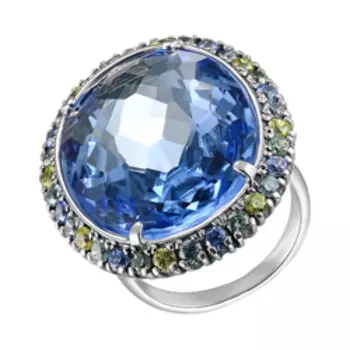 Серебряное кольцо с кварцем и фианитами