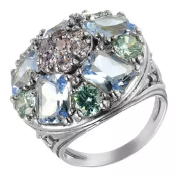 Серебряное кольцо с кварцем и фианитами