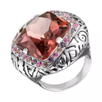 Серебряное кольцо с кварцем и фианитами