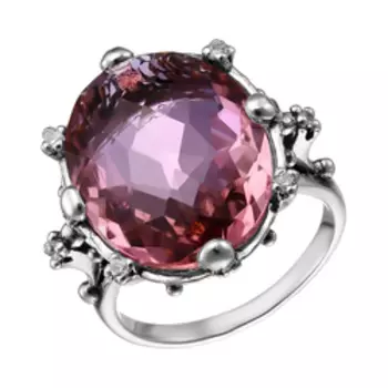 Серебряное кольцо с кварцем и фианитами