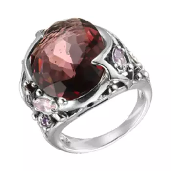 Серебряное кольцо с кварцем и фианитами