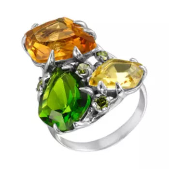 Серебряное кольцо с кварцем и фианитами