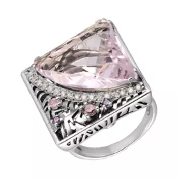 Серебряное кольцо с кварцем и фианитами