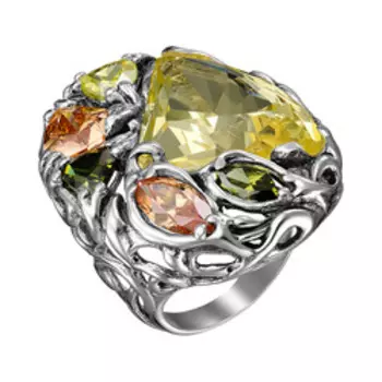 Серебряное кольцо с кварцем и фианитами