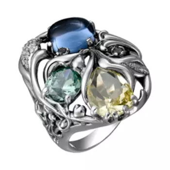 Серебряное кольцо с кварцем и фианитами