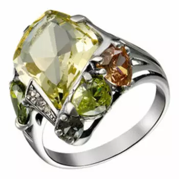 Серебряное кольцо с кварцем и фианитами