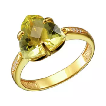 Серебряное кольцо с кварцем и фианитами