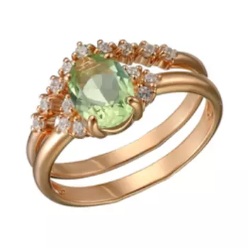 Серебряное кольцо с кварцем и фианитами 2 в 1