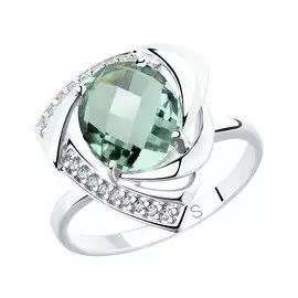 Серебряное кольцо с кварцем и фианитами