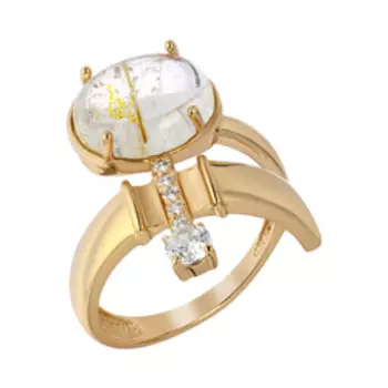 Серебряное кольцо с кварцем и фианитами