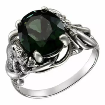 Серебряное кольцо с кварцем и фианитами "Пантера"