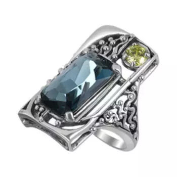 Серебряное кольцо с кварцем и фианитом