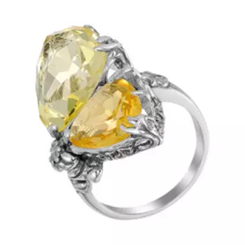 Серебряное кольцо с кварцем и фианитом