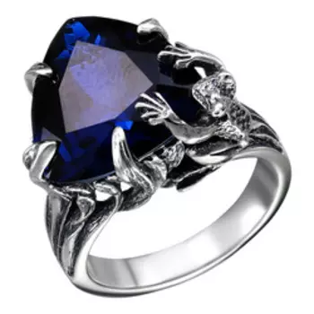 Серебряное кольцо с кварцем "Лягушки"