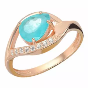 Серебряное кольцо с кварцем Параиба и фианитами