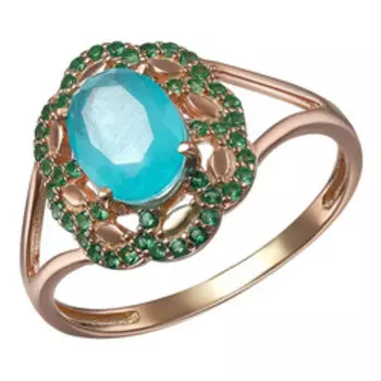 Серебряное кольцо с кварцем Параиба и фианитами