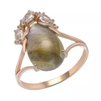 Серебряное кольцо с лабрадоритом и фианитами