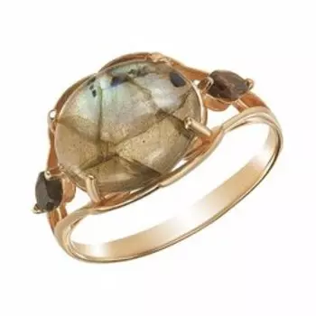 Серебряное кольцо с лабрадоритом и раухтопазами