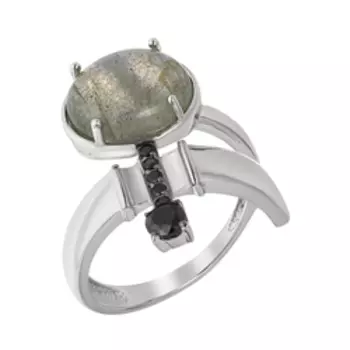 Серебряное кольцо с лабрадоритом и шпинелью