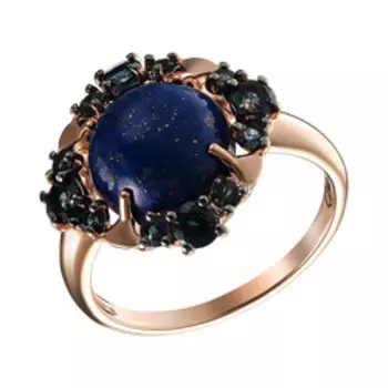 Серебряное кольцо с ляписом и топазами