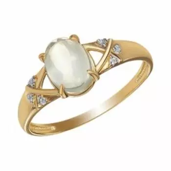 Серебряное кольцо с лунным камнем и фианитами