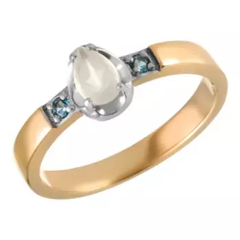 Серебряное кольцо с лунным камнем и фианитами Параиба