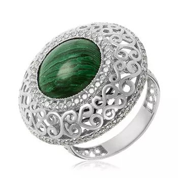 Серебряное кольцо с малахитом