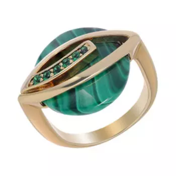 Серебряное кольцо с малахитом и кубическим цирконием