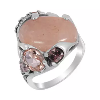 Серебряное кольцо с морганитом и фианитами