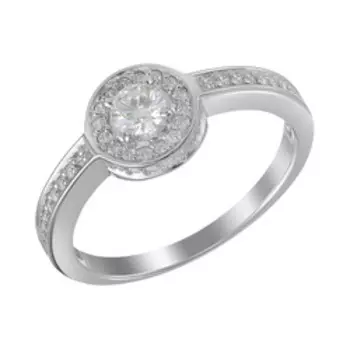 Серебряное кольцо с муассанитом и фианитами