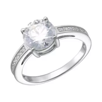 Серебряное кольцо с муассанитом и фианитами