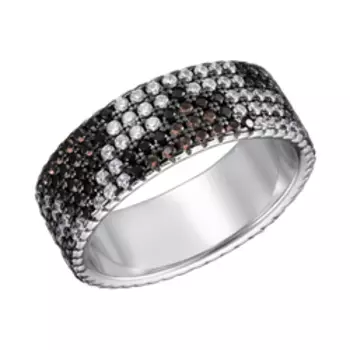 Серебряное кольцо с нанокристаллами и фианитами