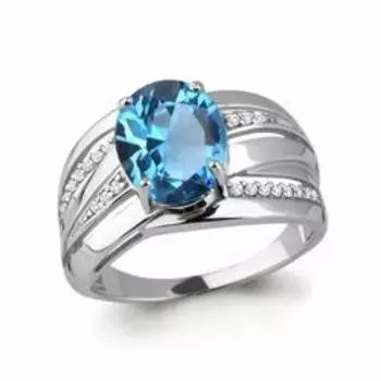 Серебряное кольцо с нанотопазом и фианитами