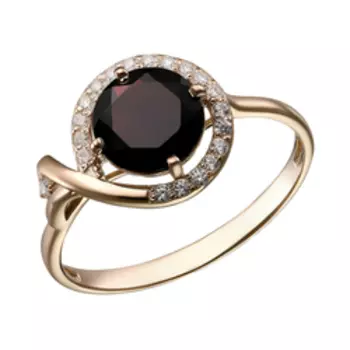 Серебряное кольцо с натуральным гранатом и фианитами