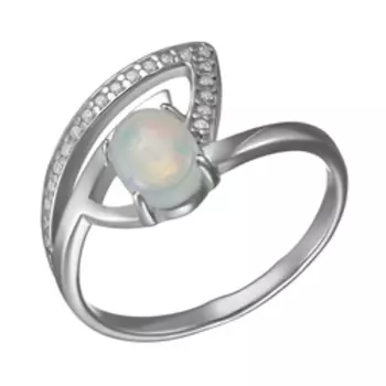 Серебряное кольцо с натуральным опалом и фианитами