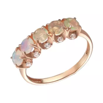 Серебряное кольцо с натуральными опалами и фианитами