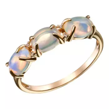 Серебряное кольцо с натуральными опалами и фианитами