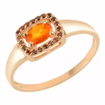 Серебряное кольцо с огненным опалом и фианитами