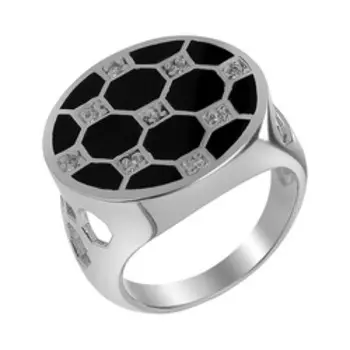 Серебряное кольцо с ониксами и кубическим цирконием