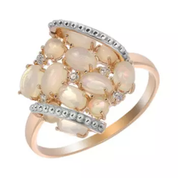 Серебряное кольцо с опалами и фианитами